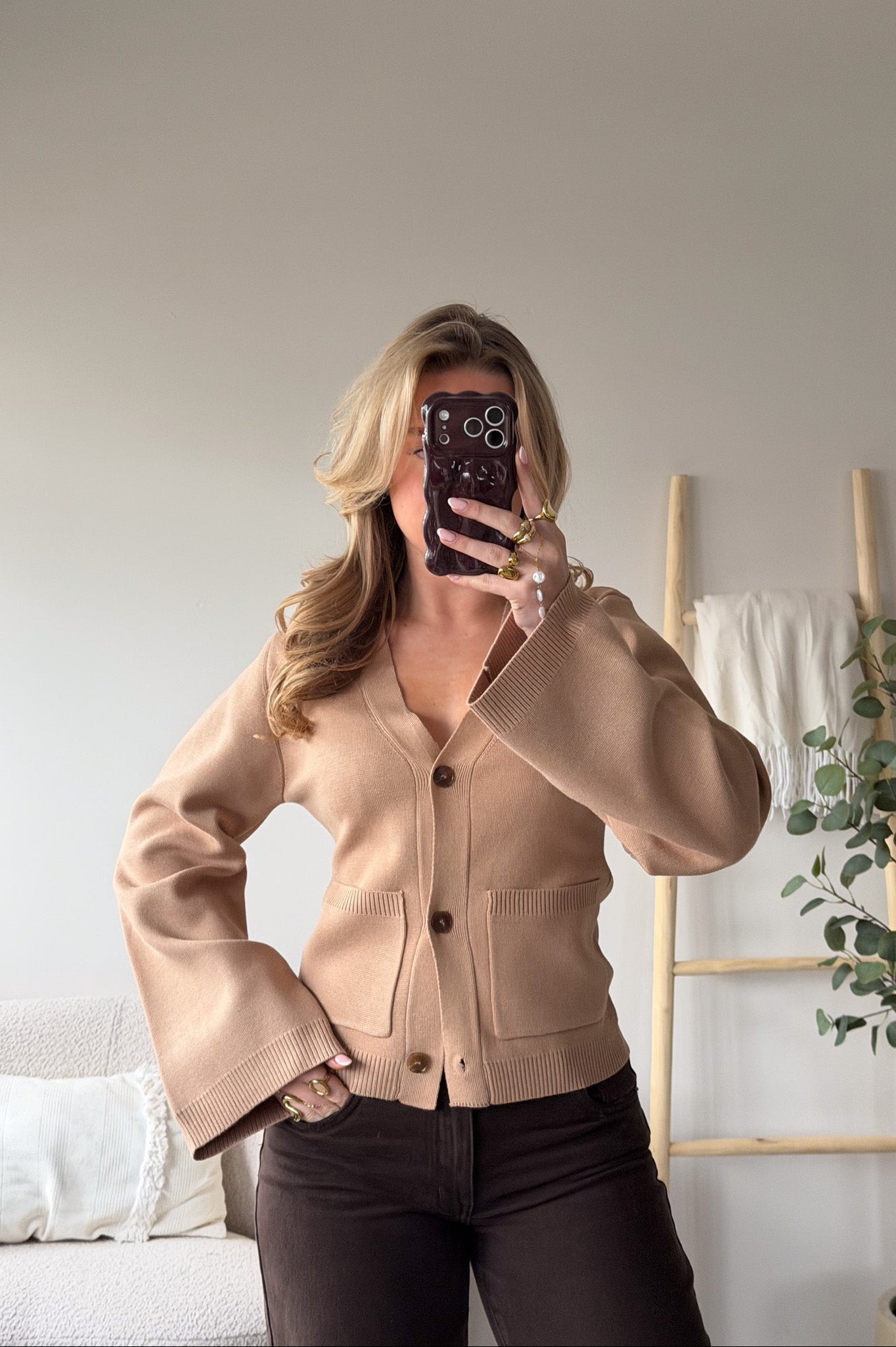 Buttoned Knit Cardigan