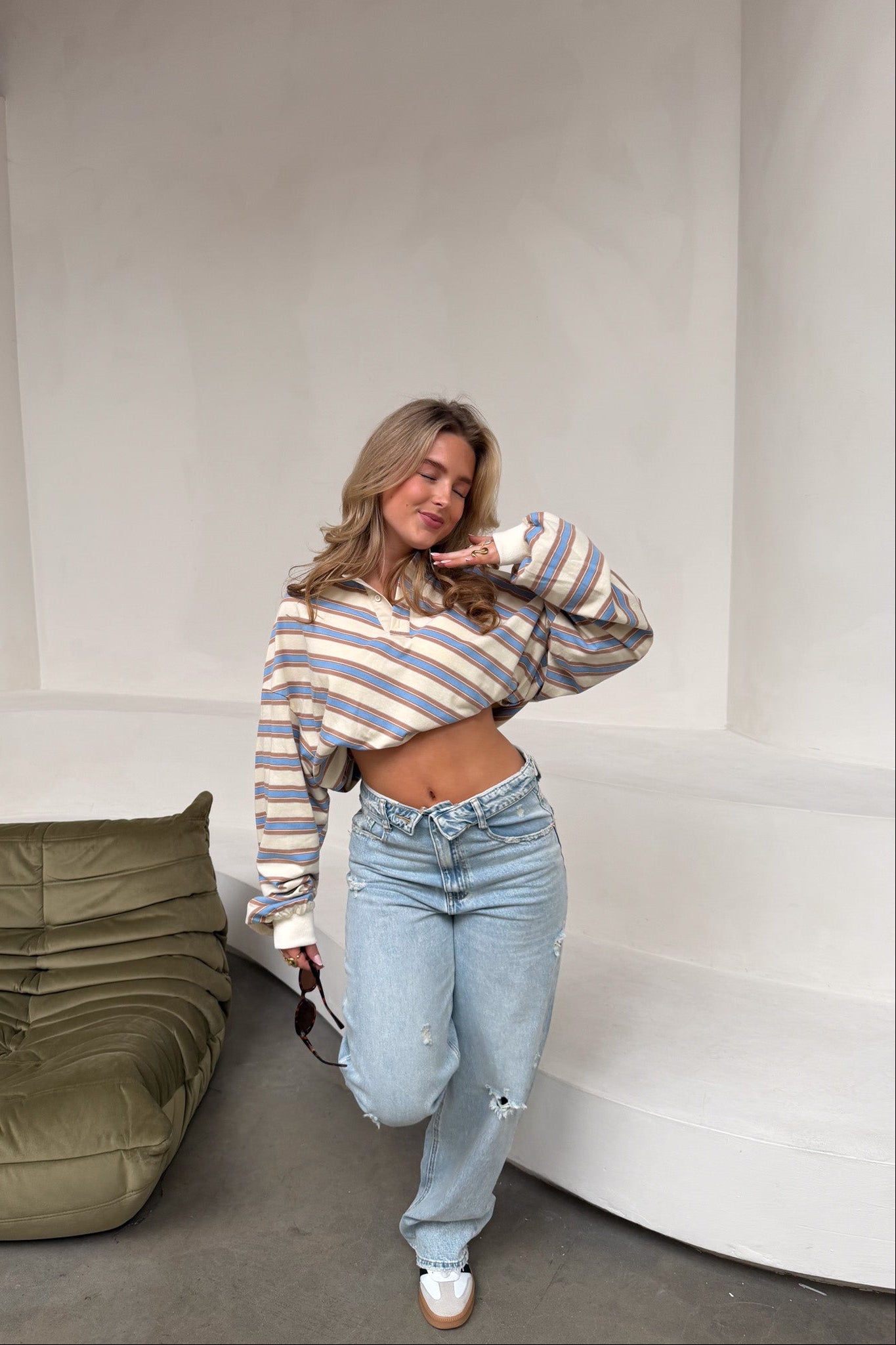 Vintage Stripe Boxy Fit Polo