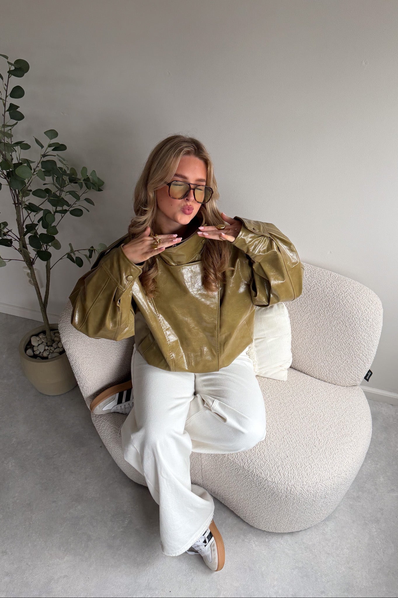 Oversized Leather Look Jacket