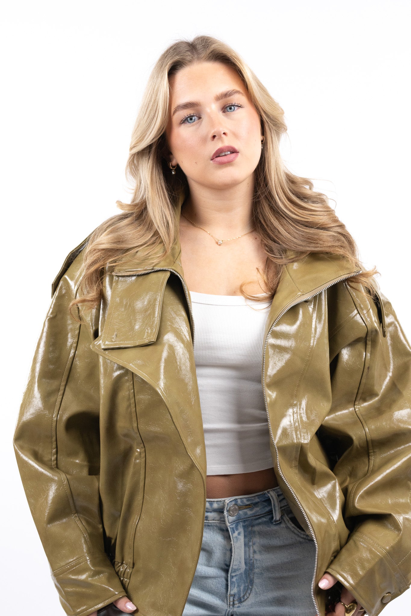 Oversized Leather Look Jacket