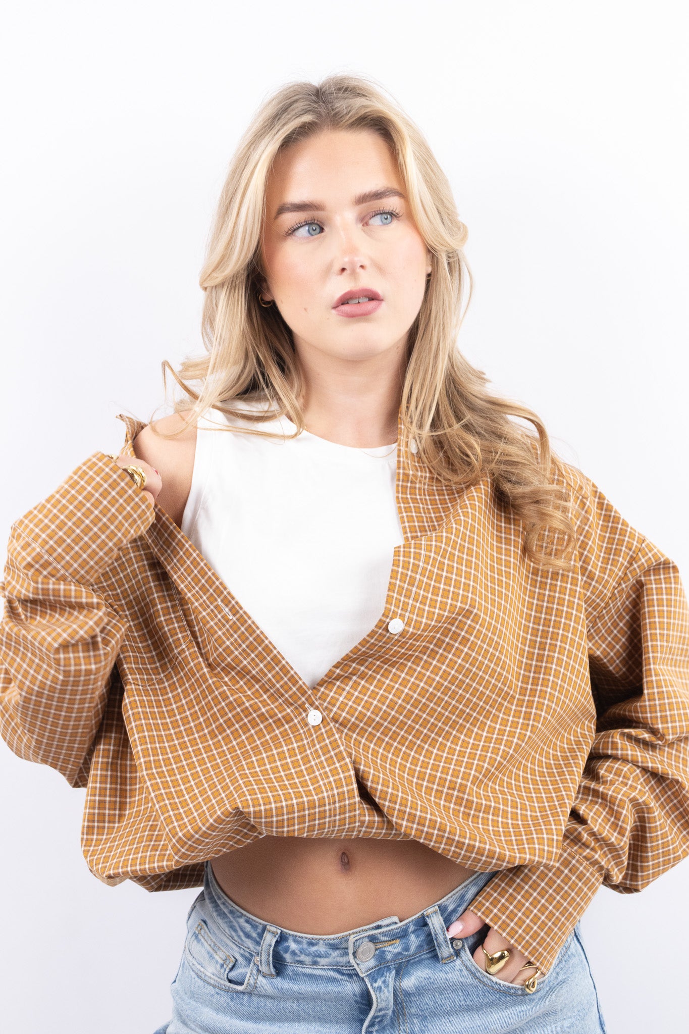 Cropped Checkered Shirt