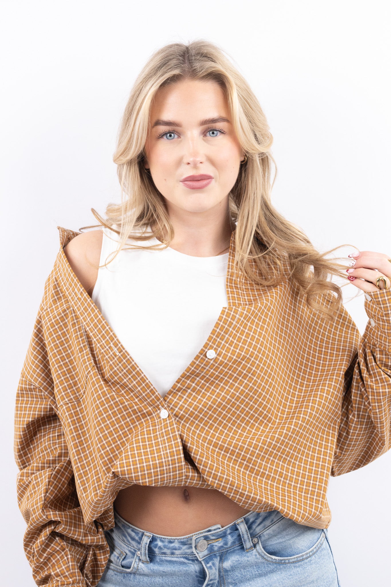 Cropped Checkered Shirt