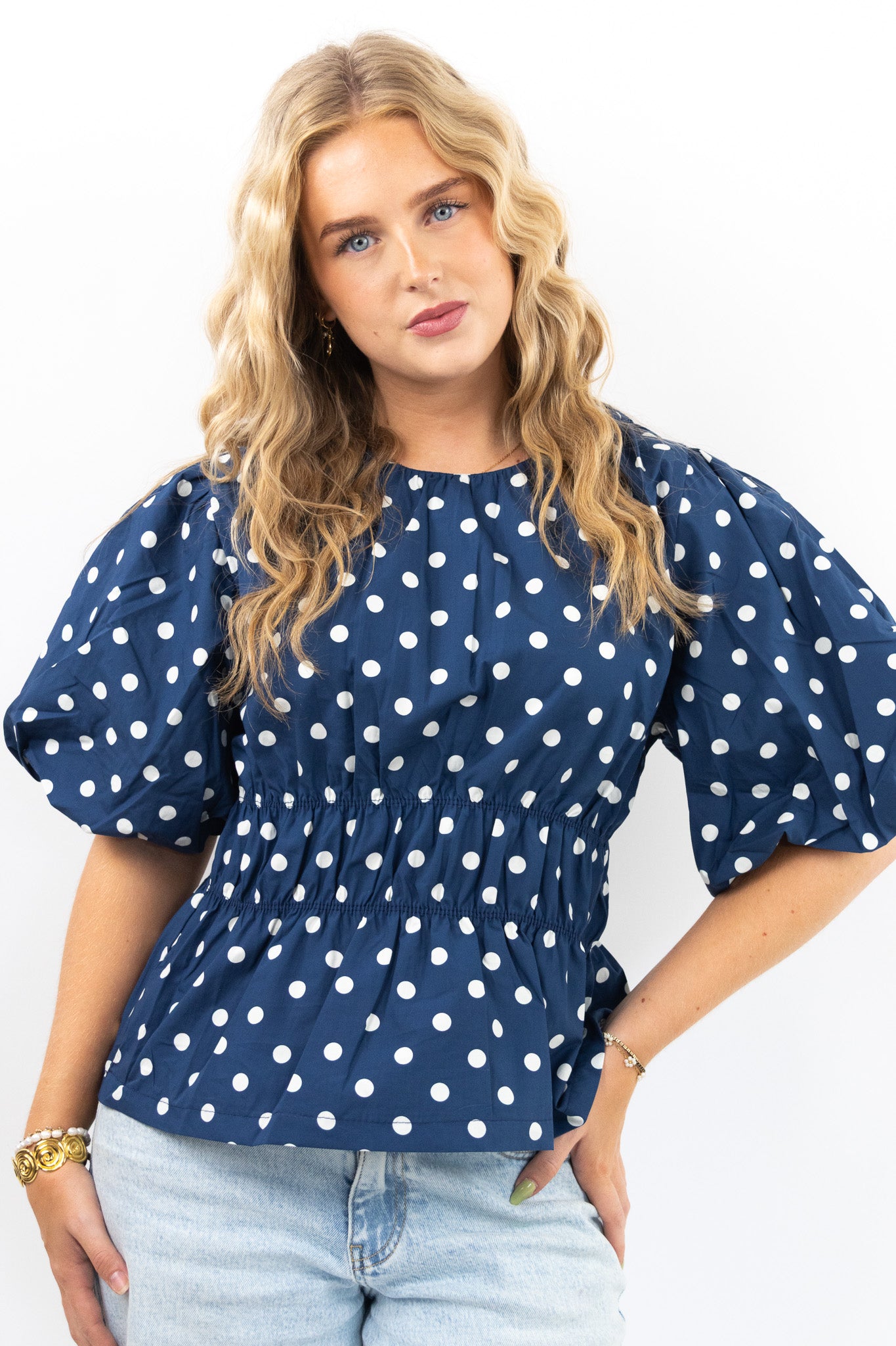 Dotty Peplum Top