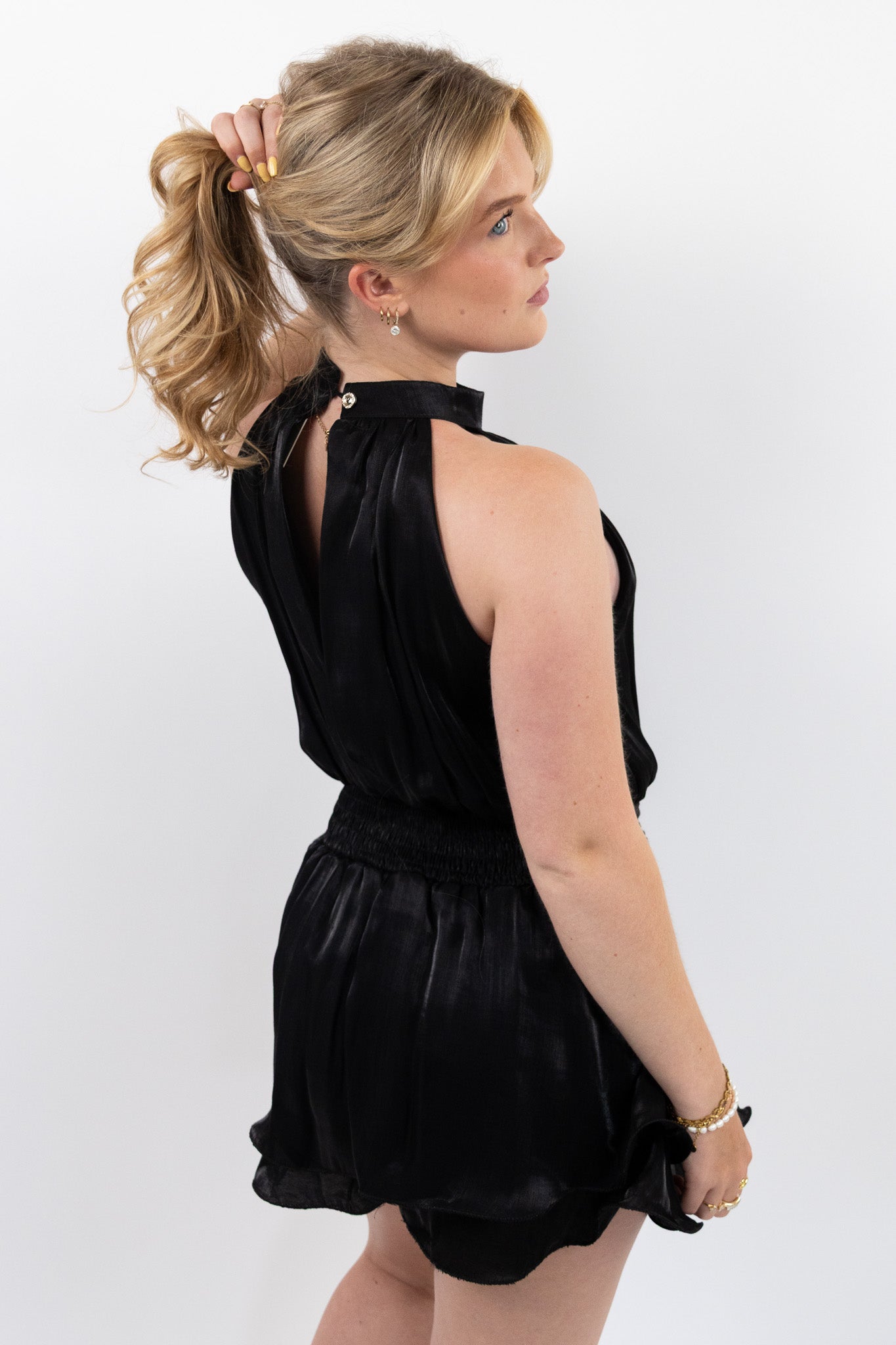 Rhea satin playsuit