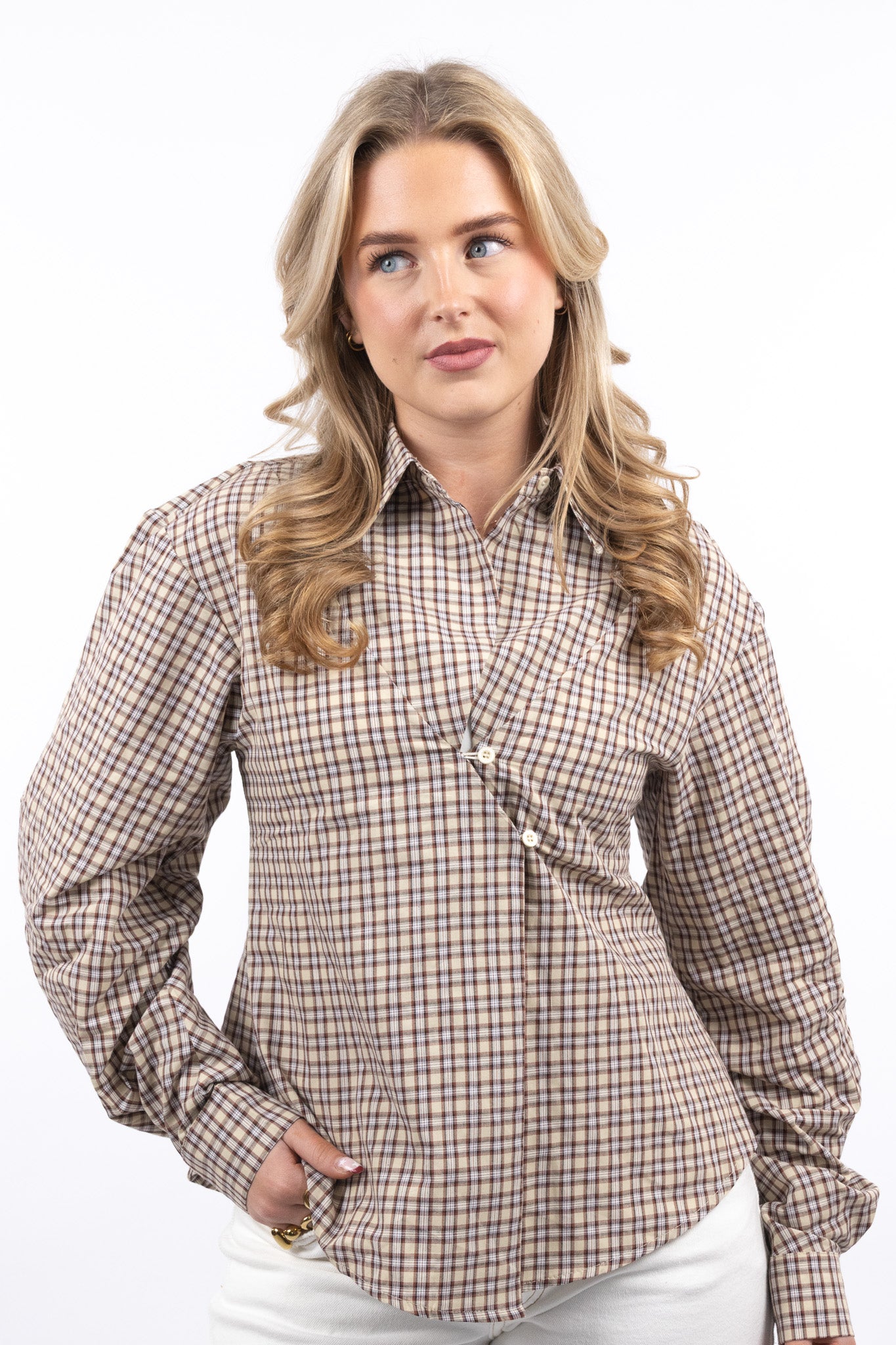 Vintage Check Wrap Blouse