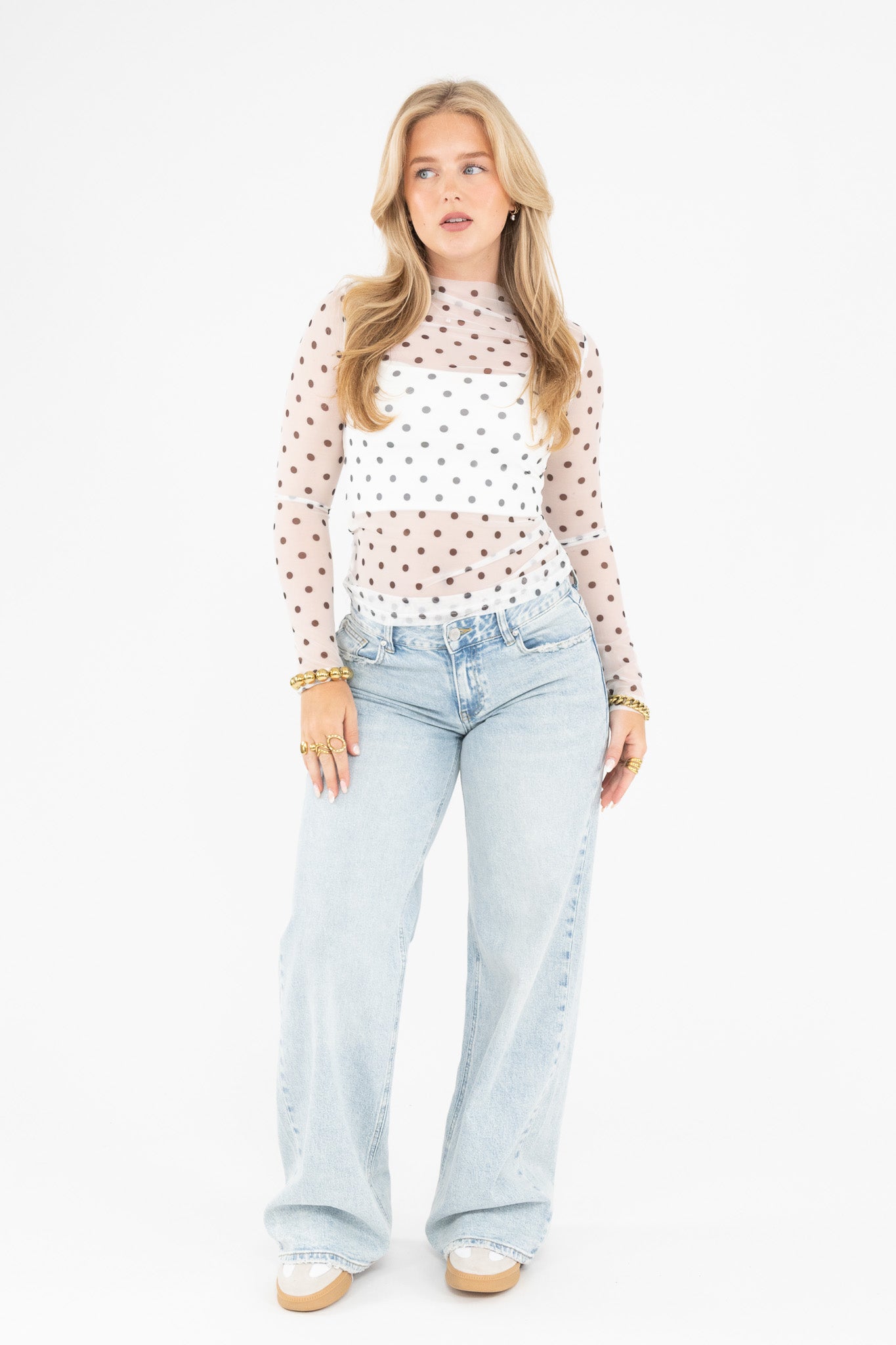 Polka Dot Mesh Top