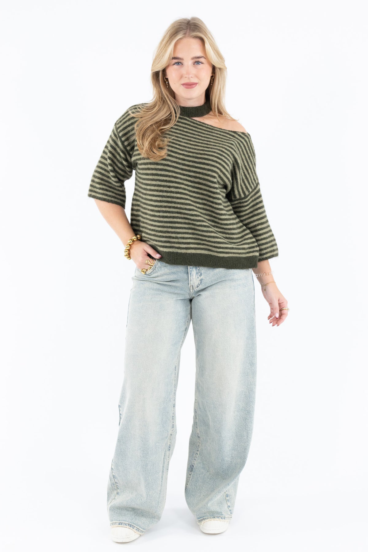 Cut Out Stripe Knit