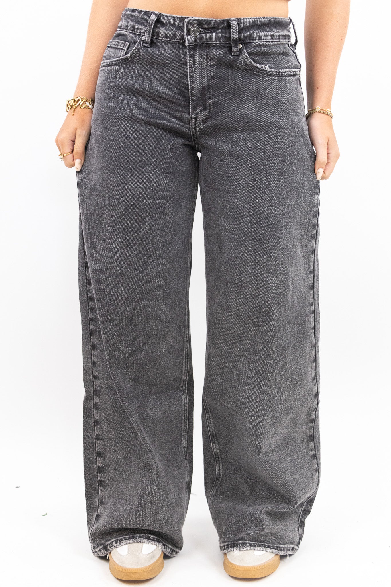 Baggy Fit Wide Leg Jeans - Stretch