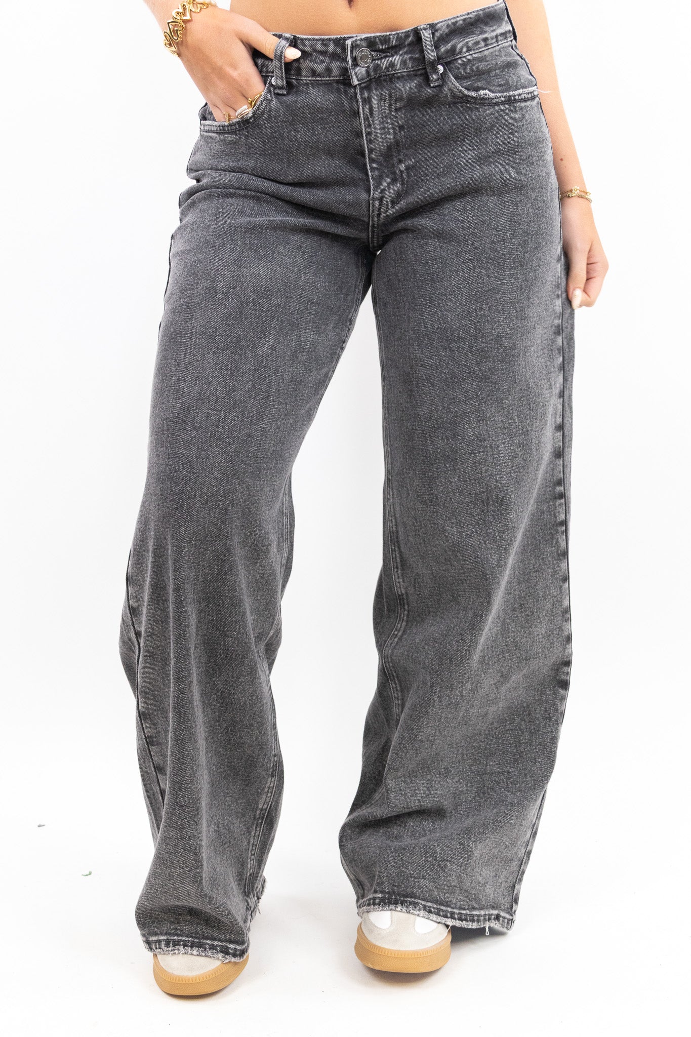 Baggy Fit Wide Leg Jeans - Stretch
