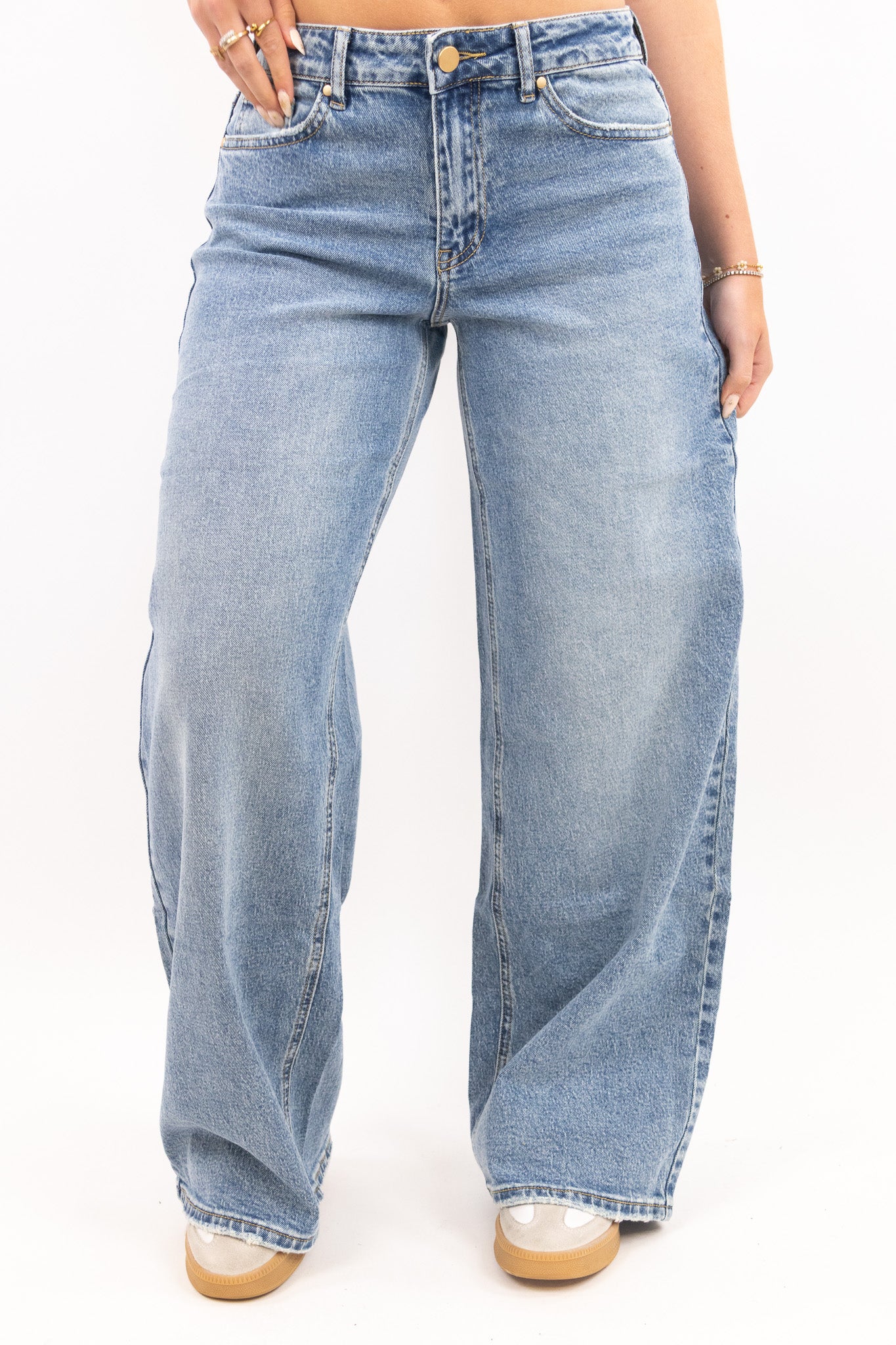 Baggy Fit Wide Leg Jeans - Stretch