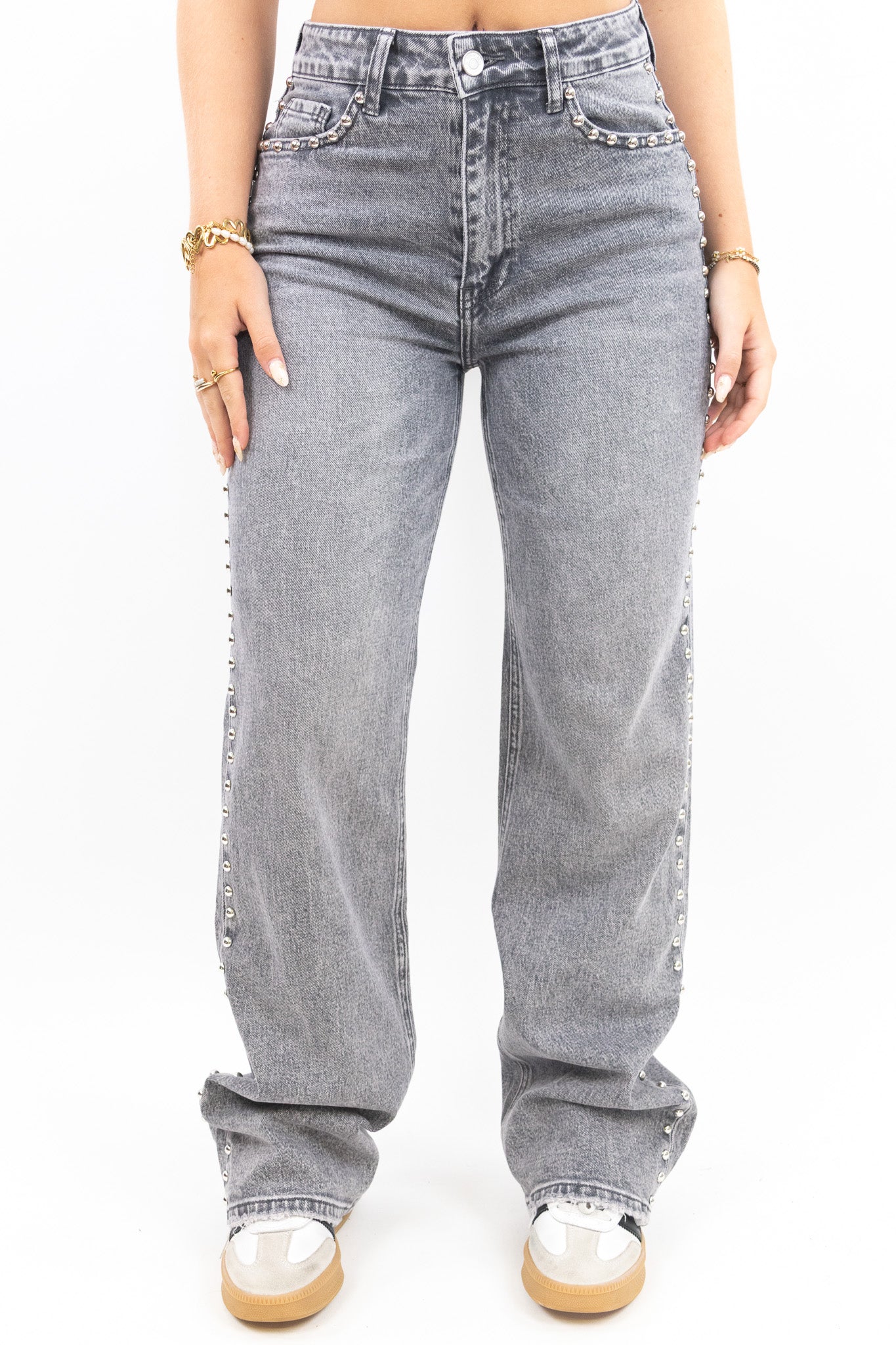 Studded Side Wide Leg Jeans