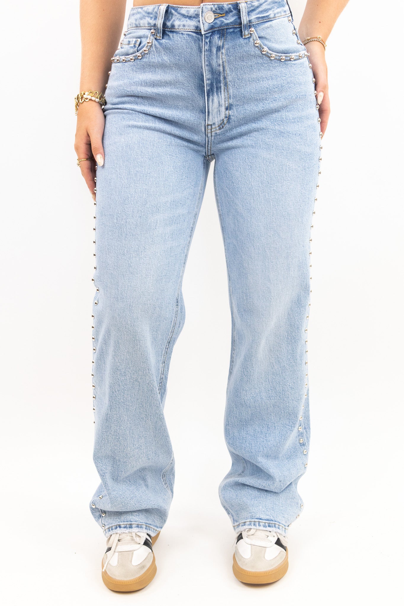 Studded Side Wide Leg Jeans