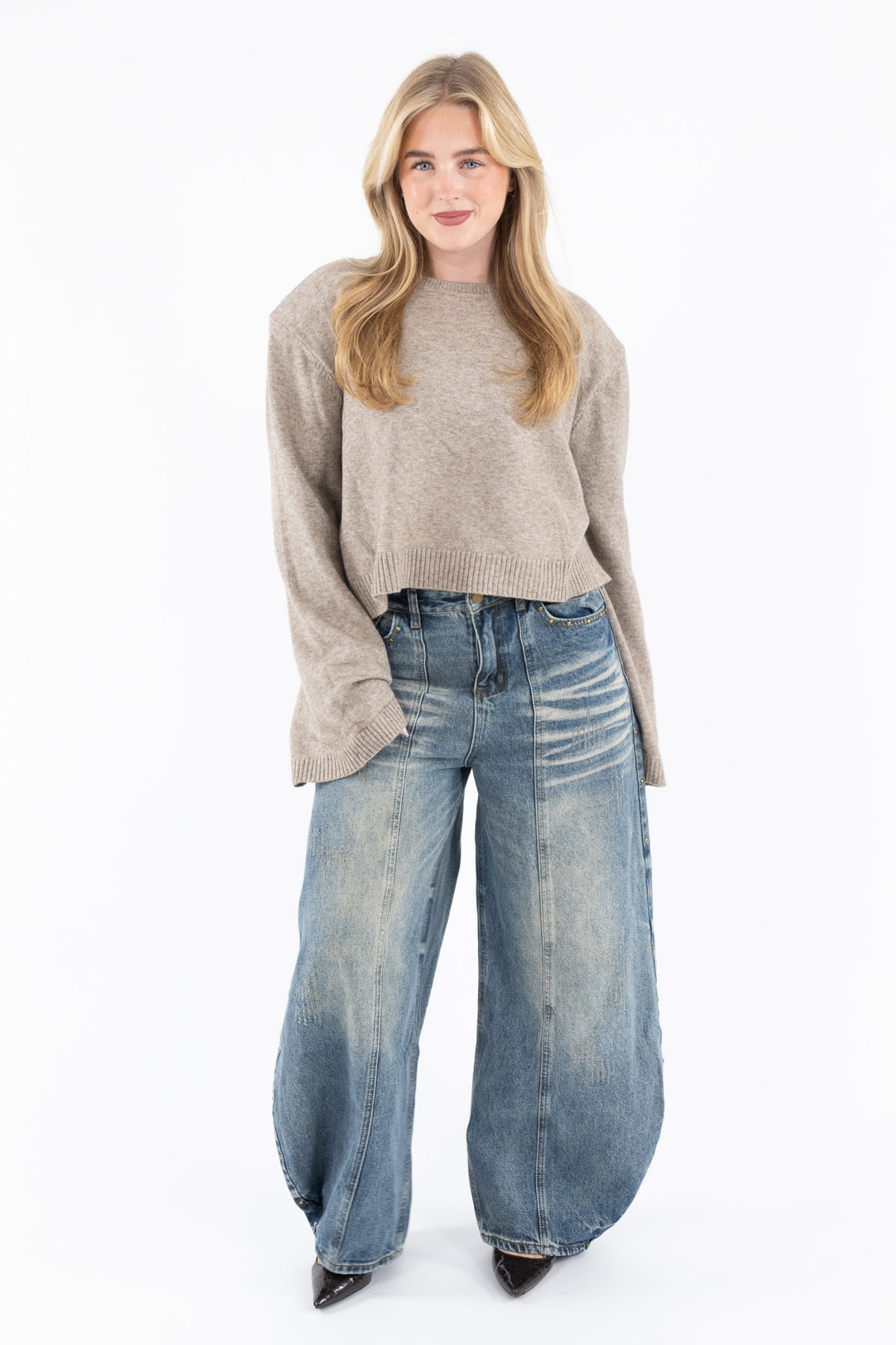 Vintage Studded Balloon Jeans