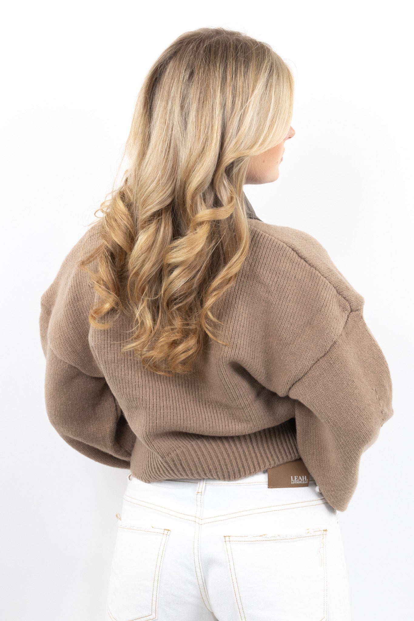 Leather Collar Knit Zip