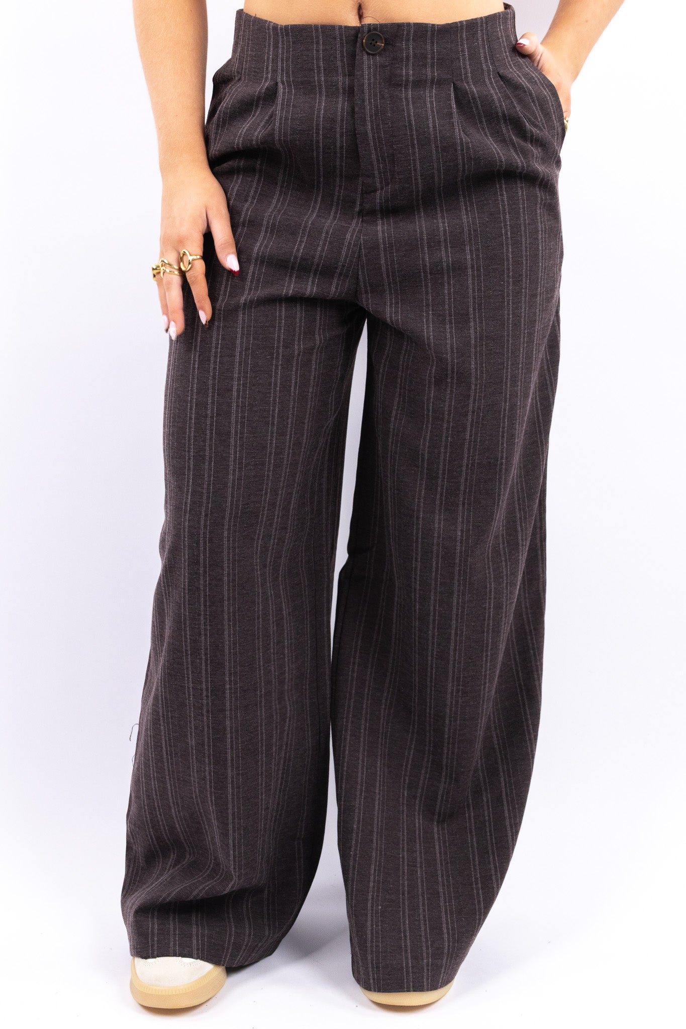 Pinstripe Wide Suit Pants