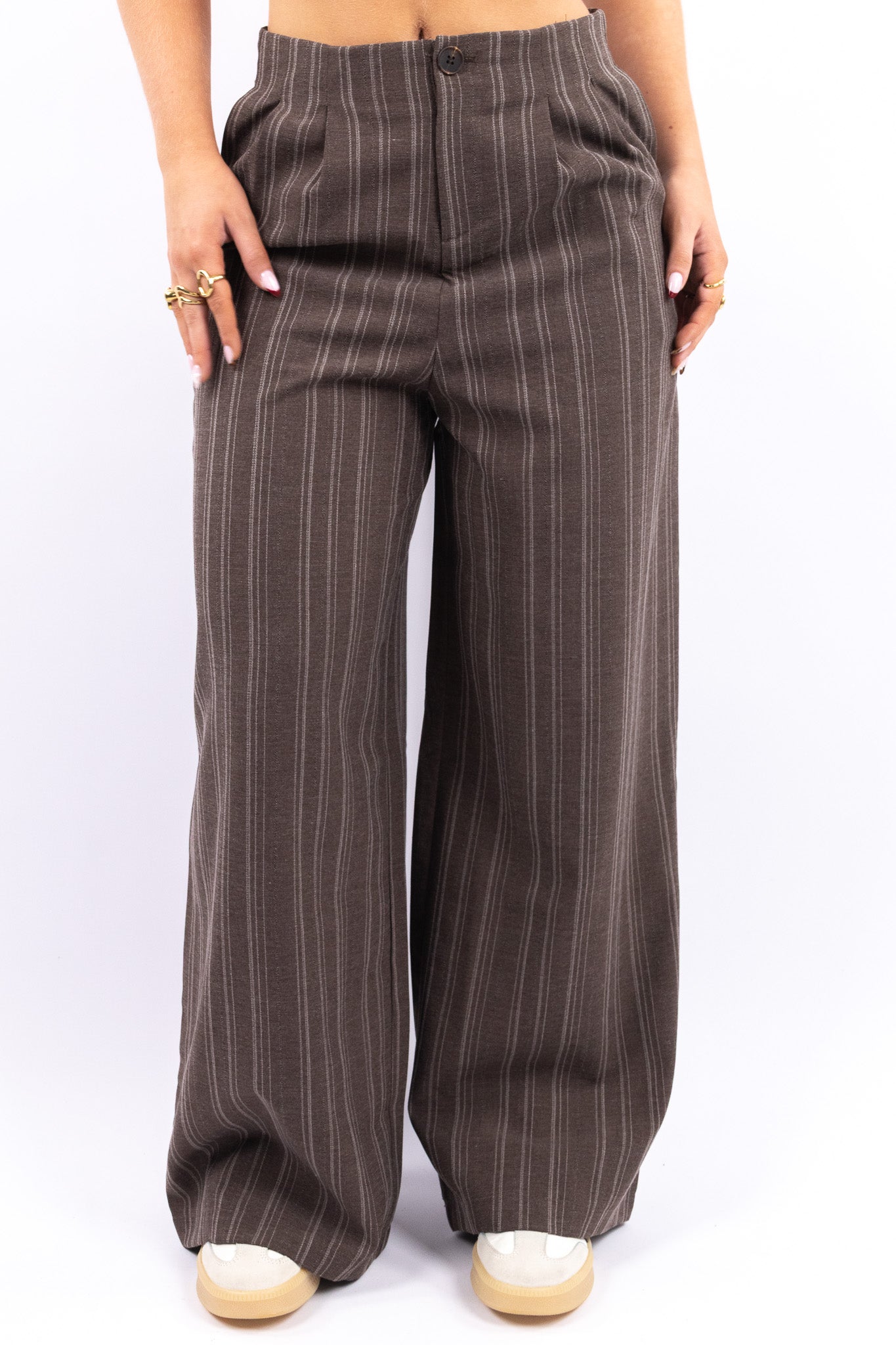 Pinstripe Wide Suit Pants