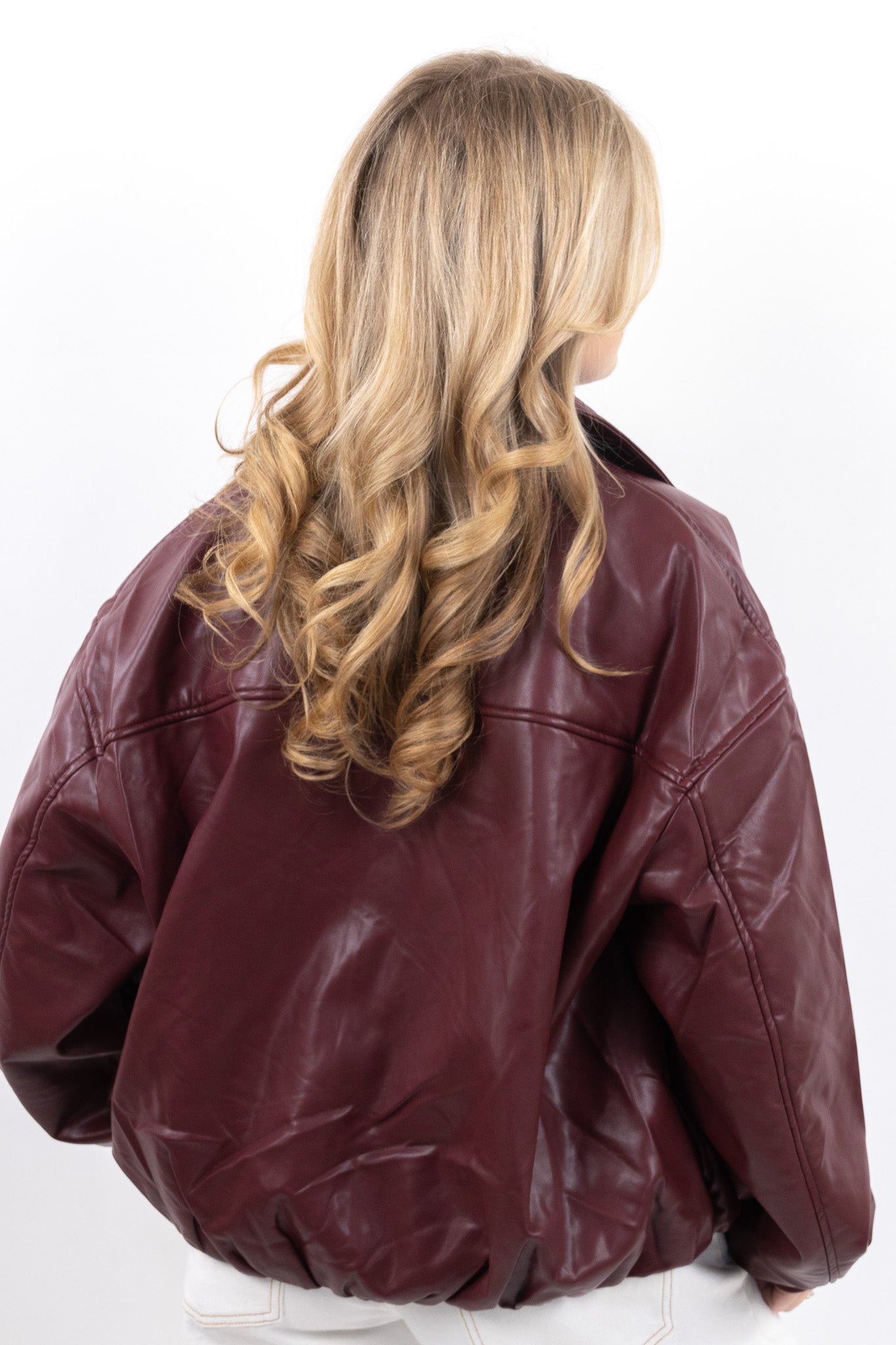 Oversized Faux Leather Bomber