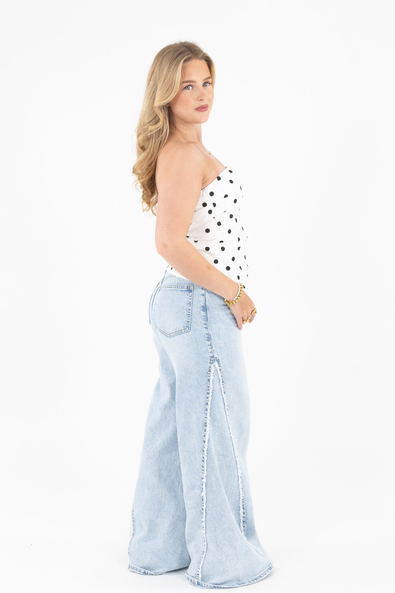 Polka Dot Strapless Top