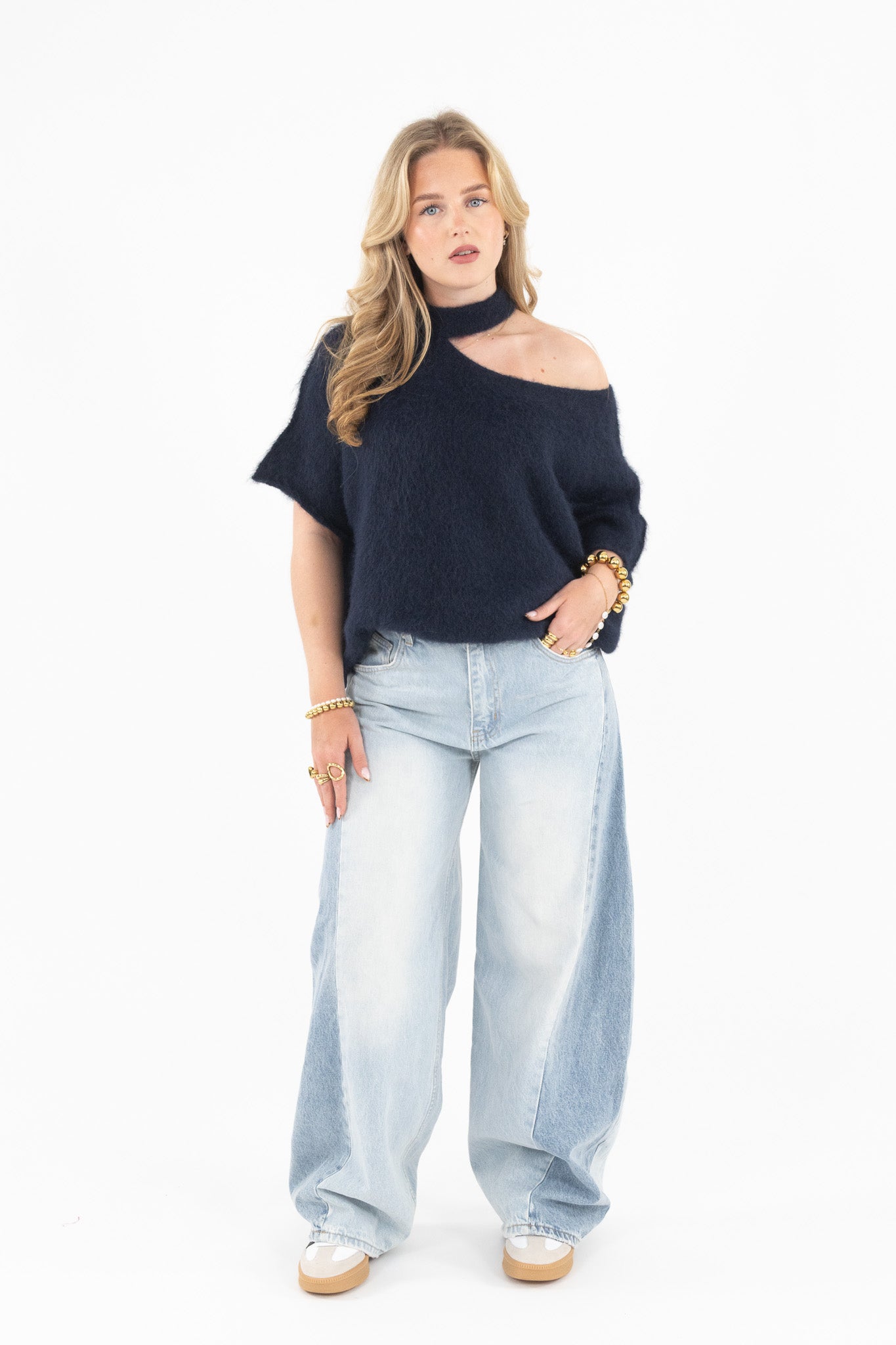 Cut Out Shoulder Knit