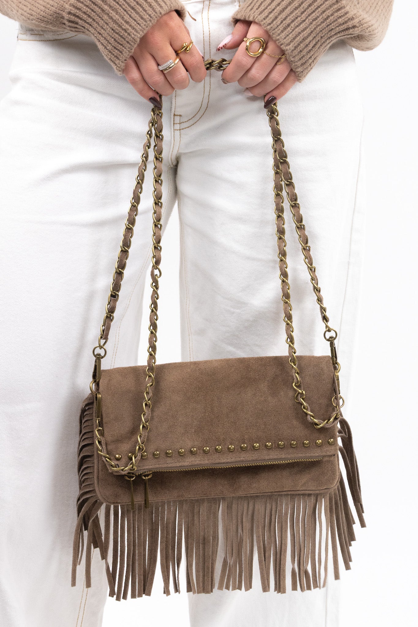Suede Fringe Shoulder Bag