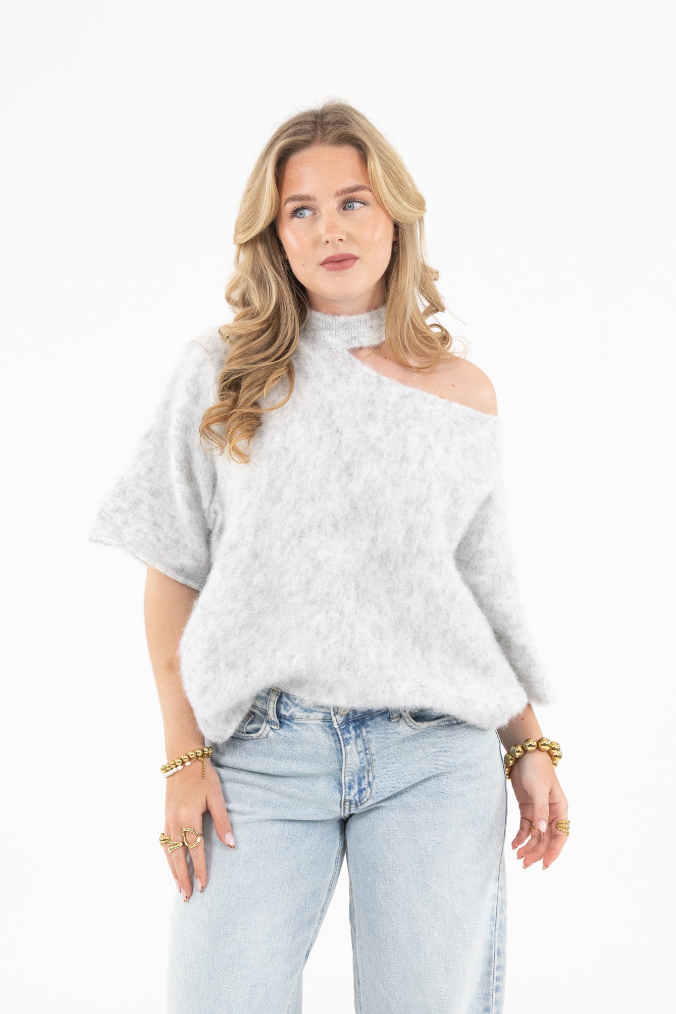 Cut Out Shoulder Knit