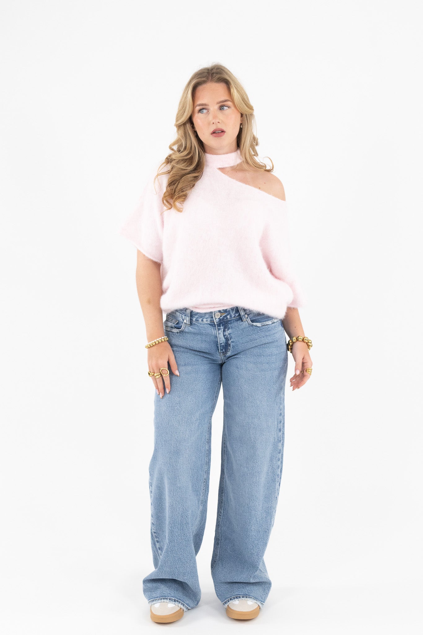 Cut Out Shoulder Knit