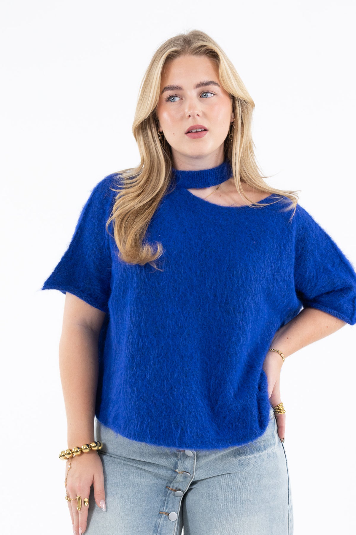 Cut Out Shoulder Knit