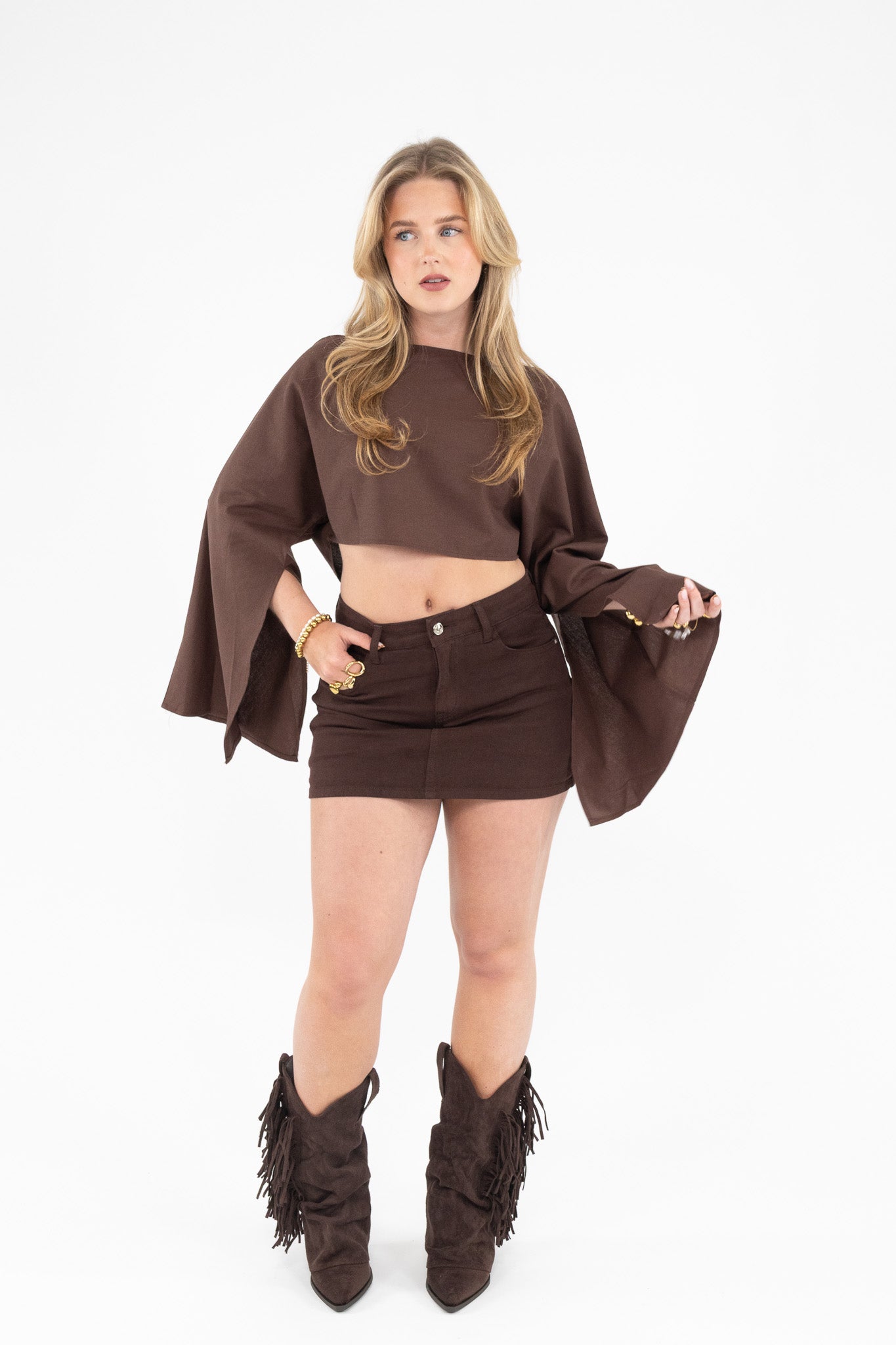 Flare Sleeve Crop Top