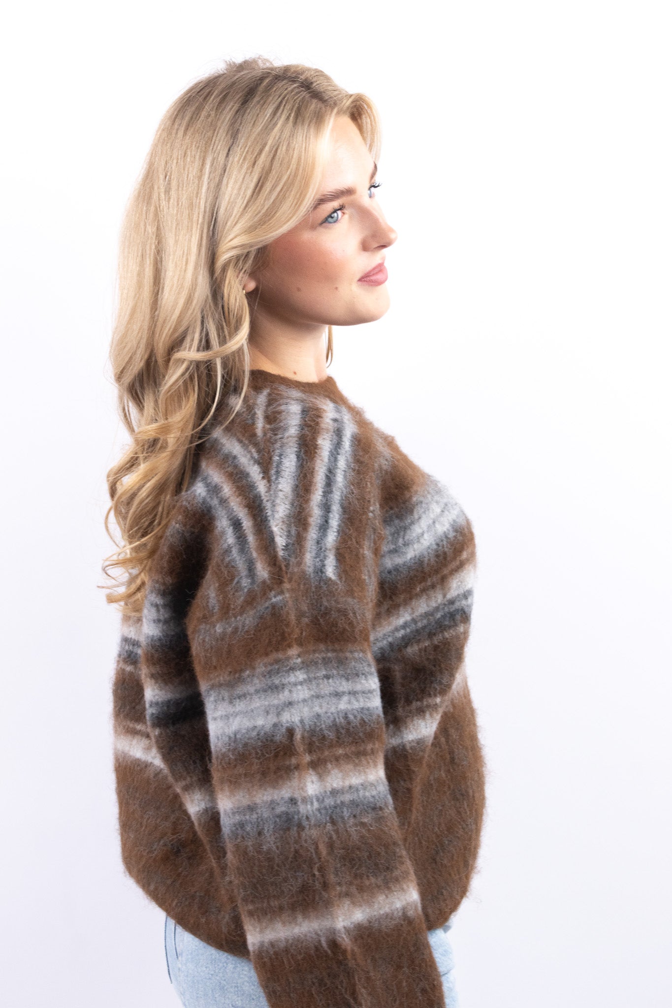 Ombre Stripe Fuzzy Sweater