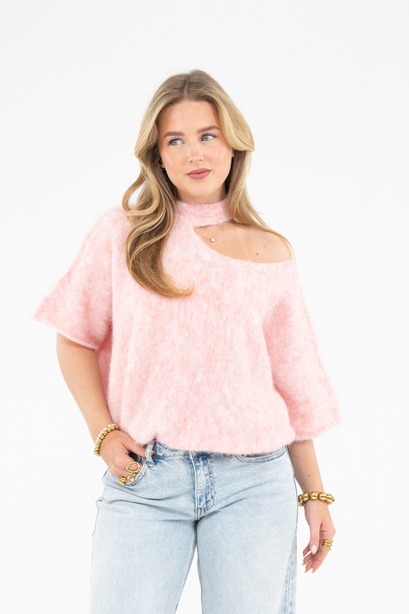 Cut Out Shoulder Knit