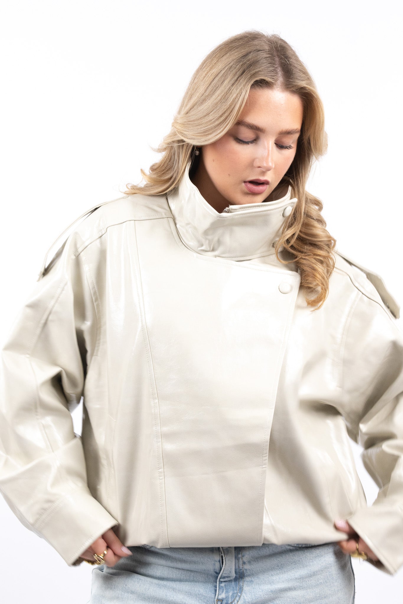 Oversized Leather Look Jacket