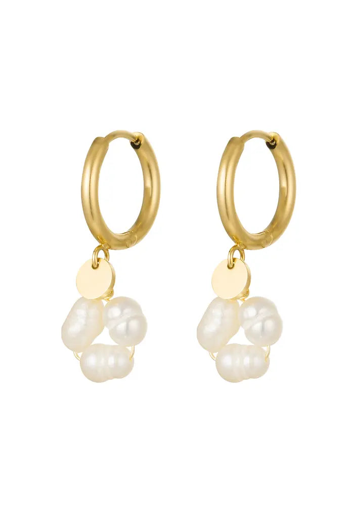 Mini pearl earrings - gold