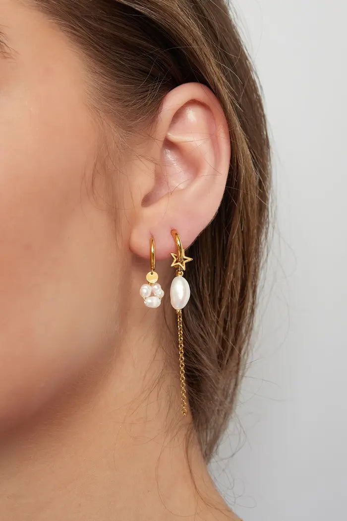 Mini pearl earrings - gold