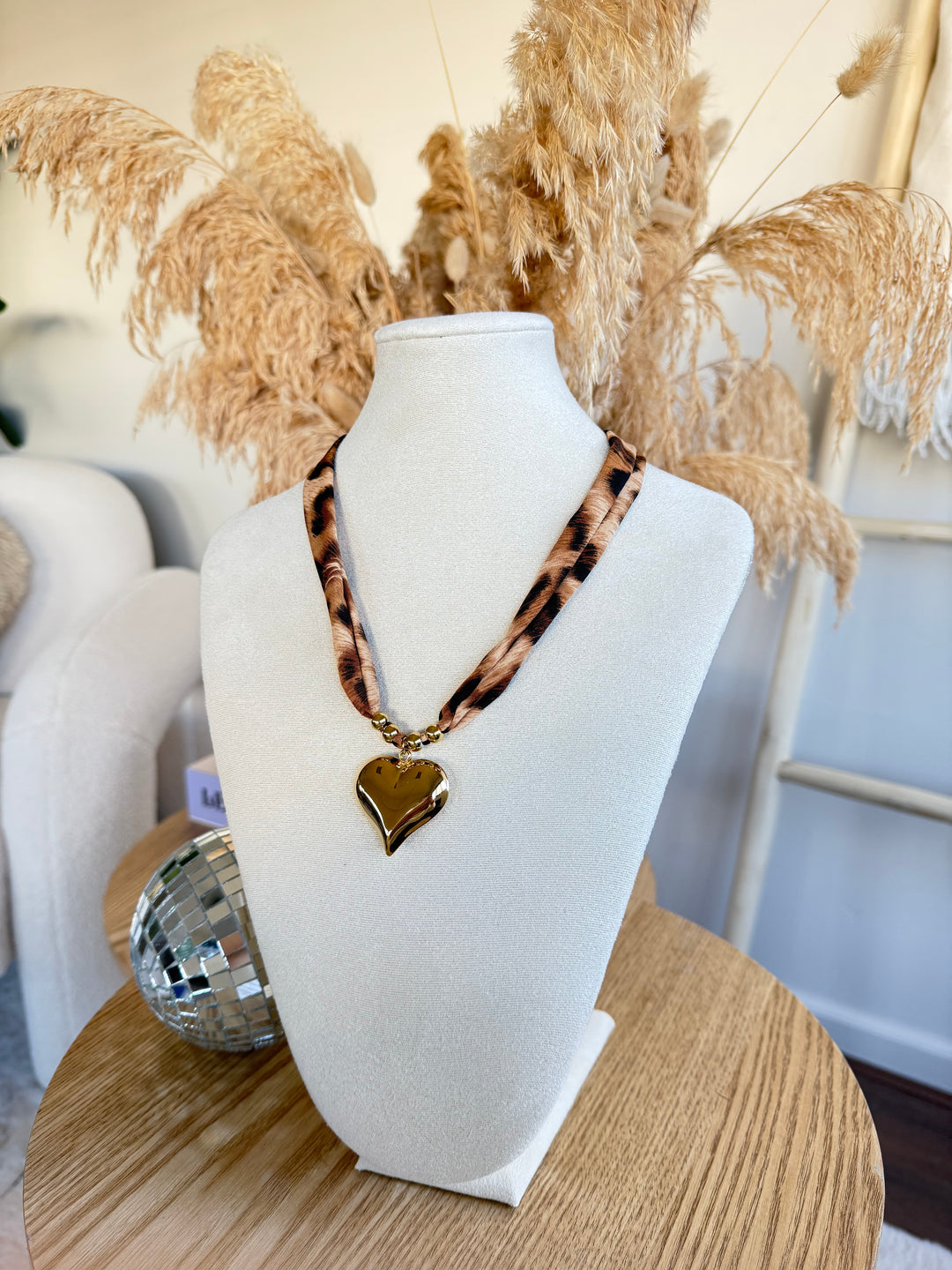 Leopard heart necklace