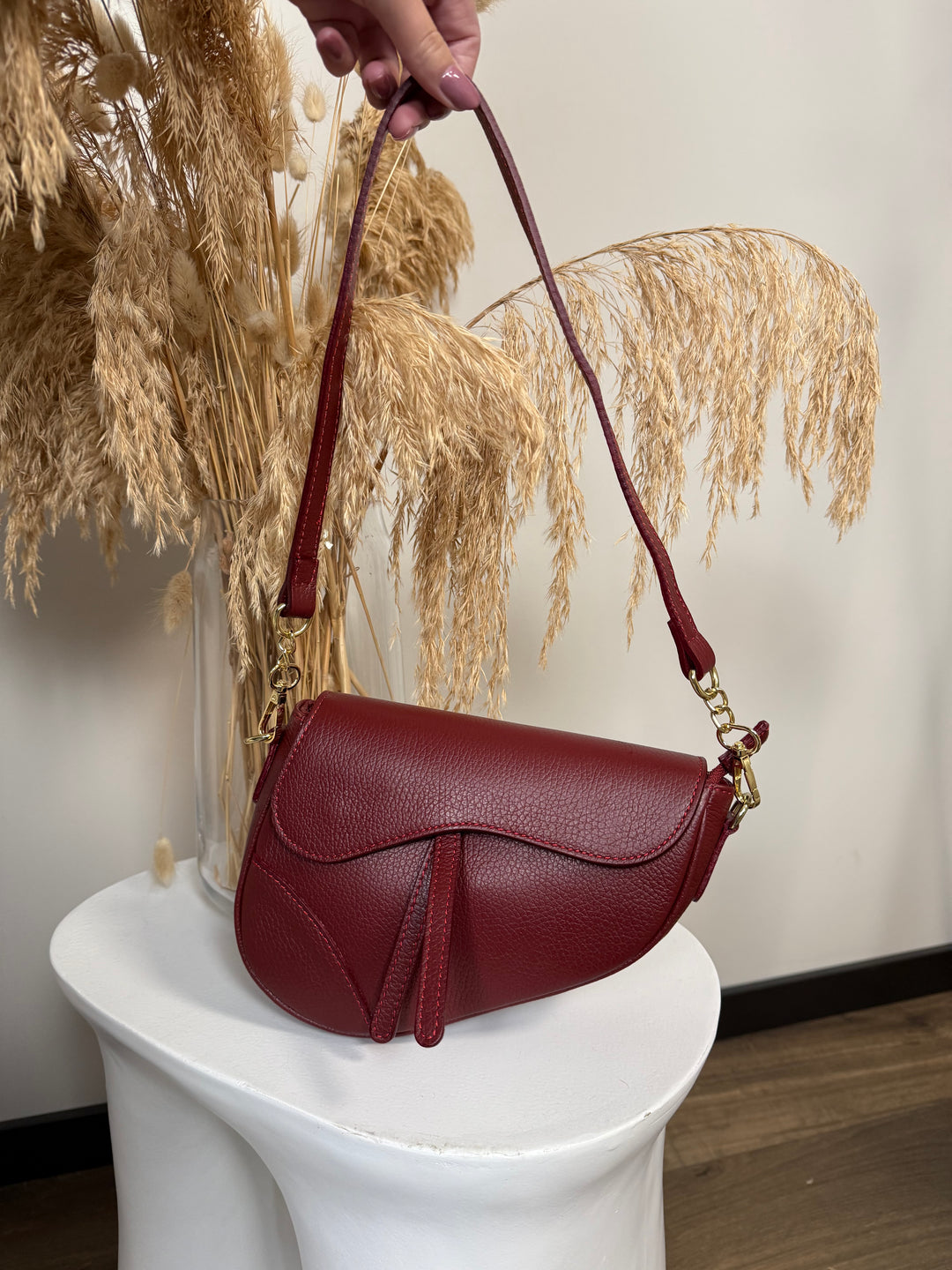 Inspired leather saddle bag