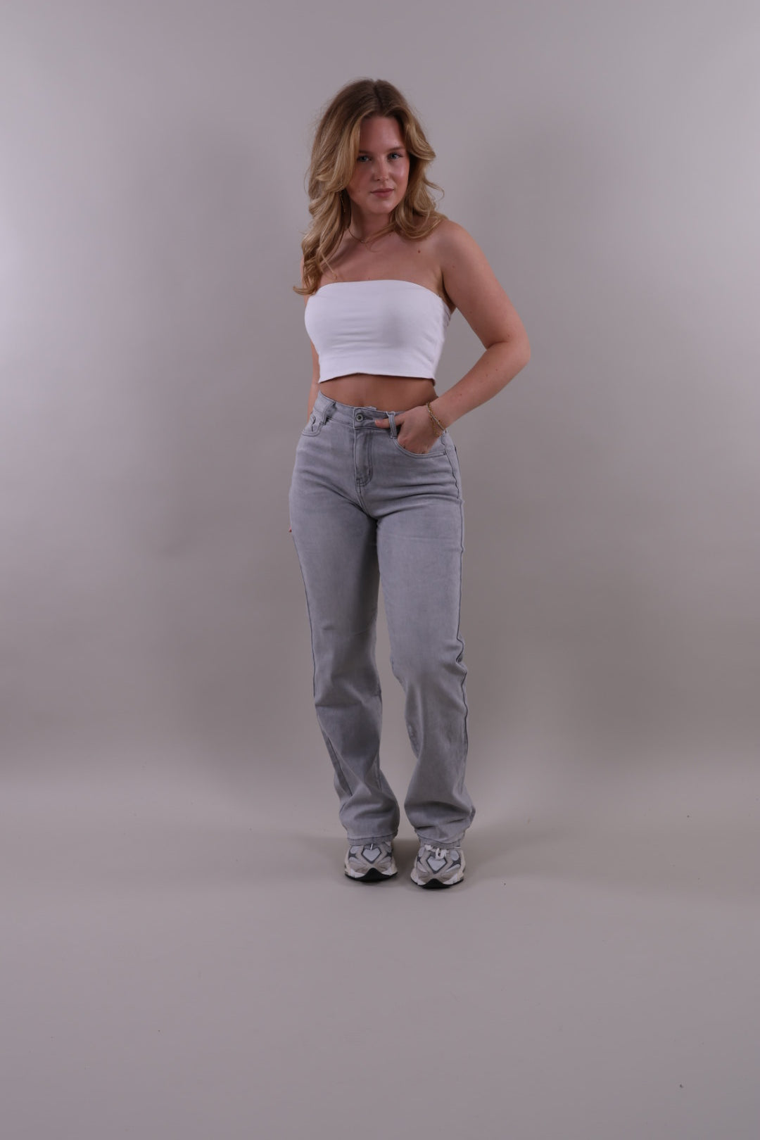 June wide leg jeans - licht grijs