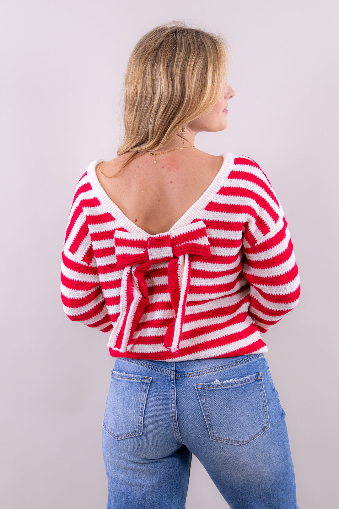 Bow striped knit