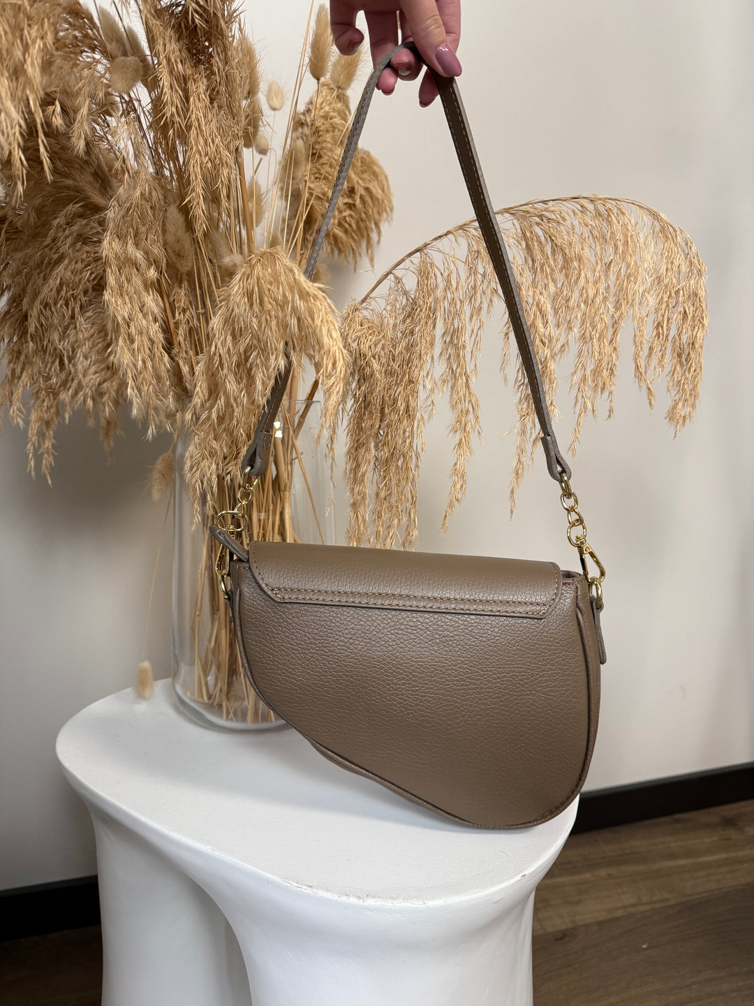 Inspired leather saddle bag