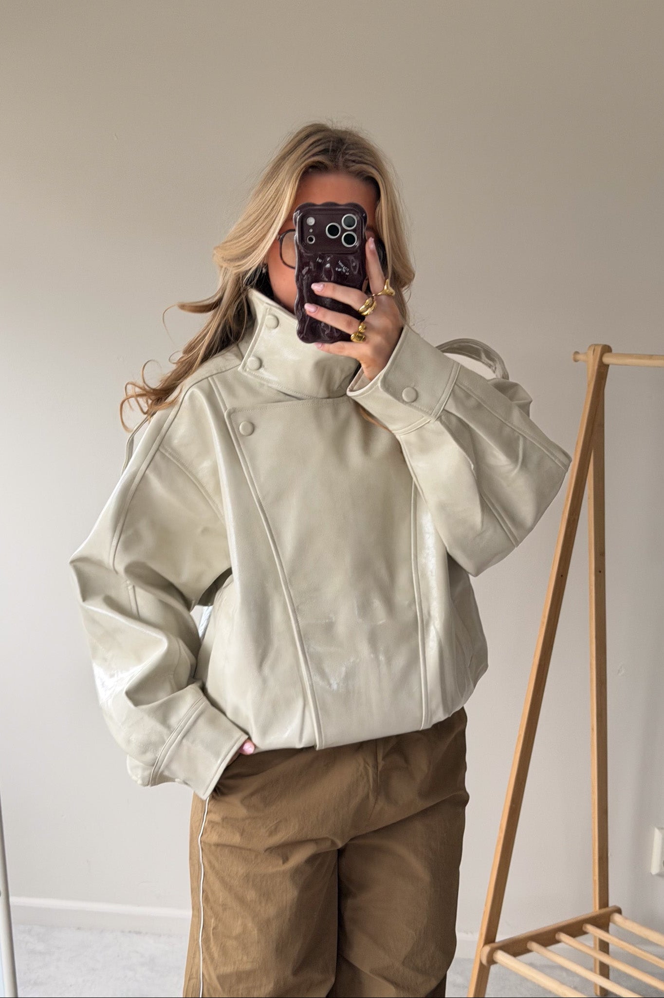 Oversized Leather Look Jacket