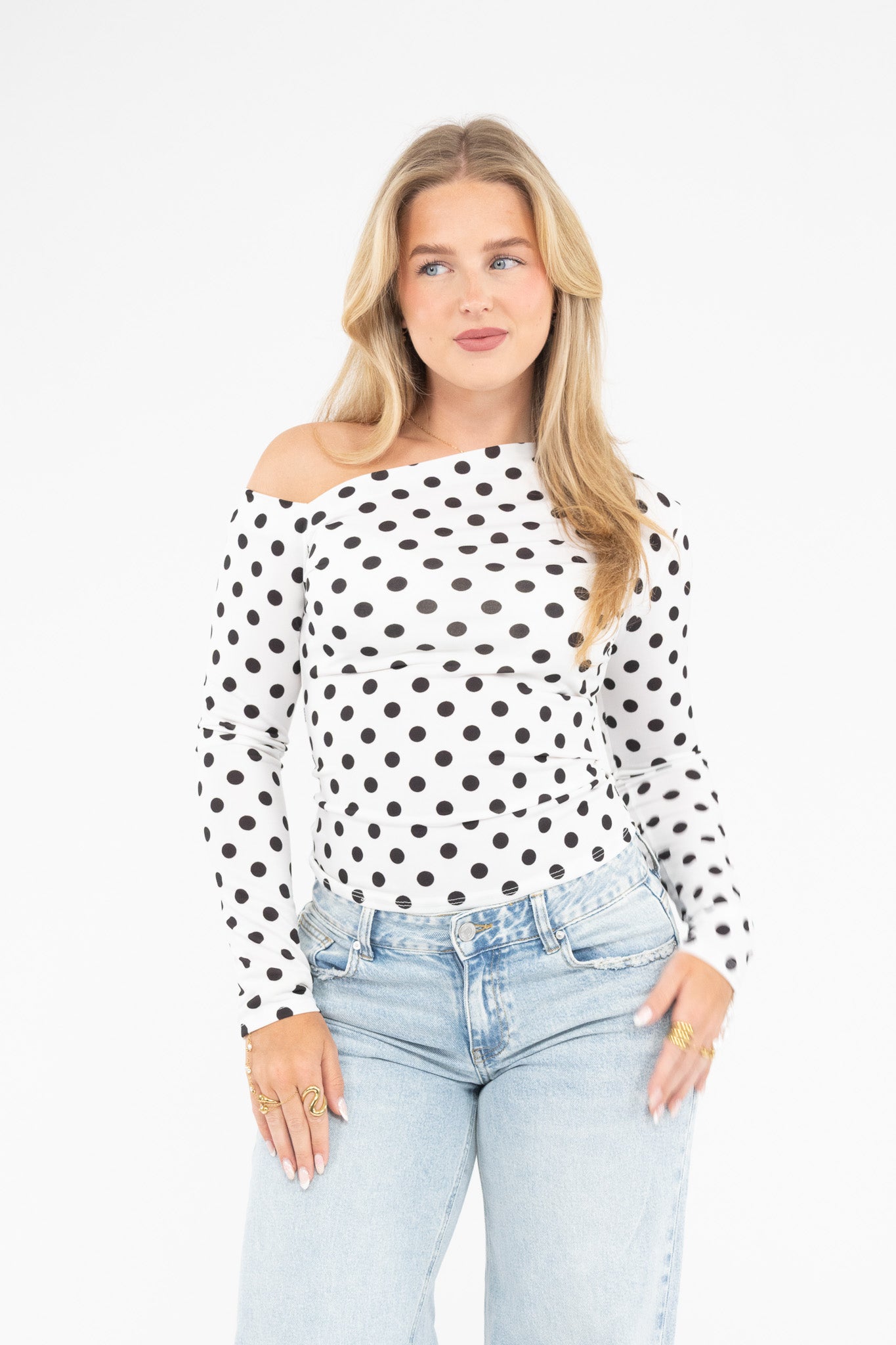 Polka Dot Off Shoulder Top
