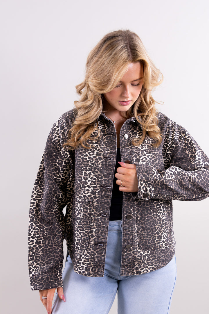 Naomi leopard denim jacket