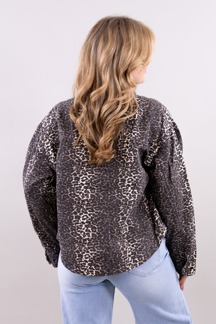 Naomi leopard denim jacket