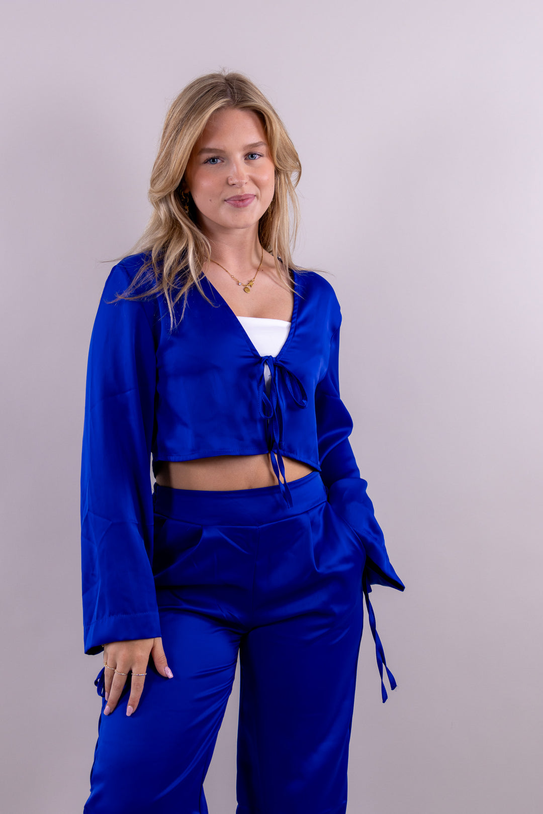 Sky satin top