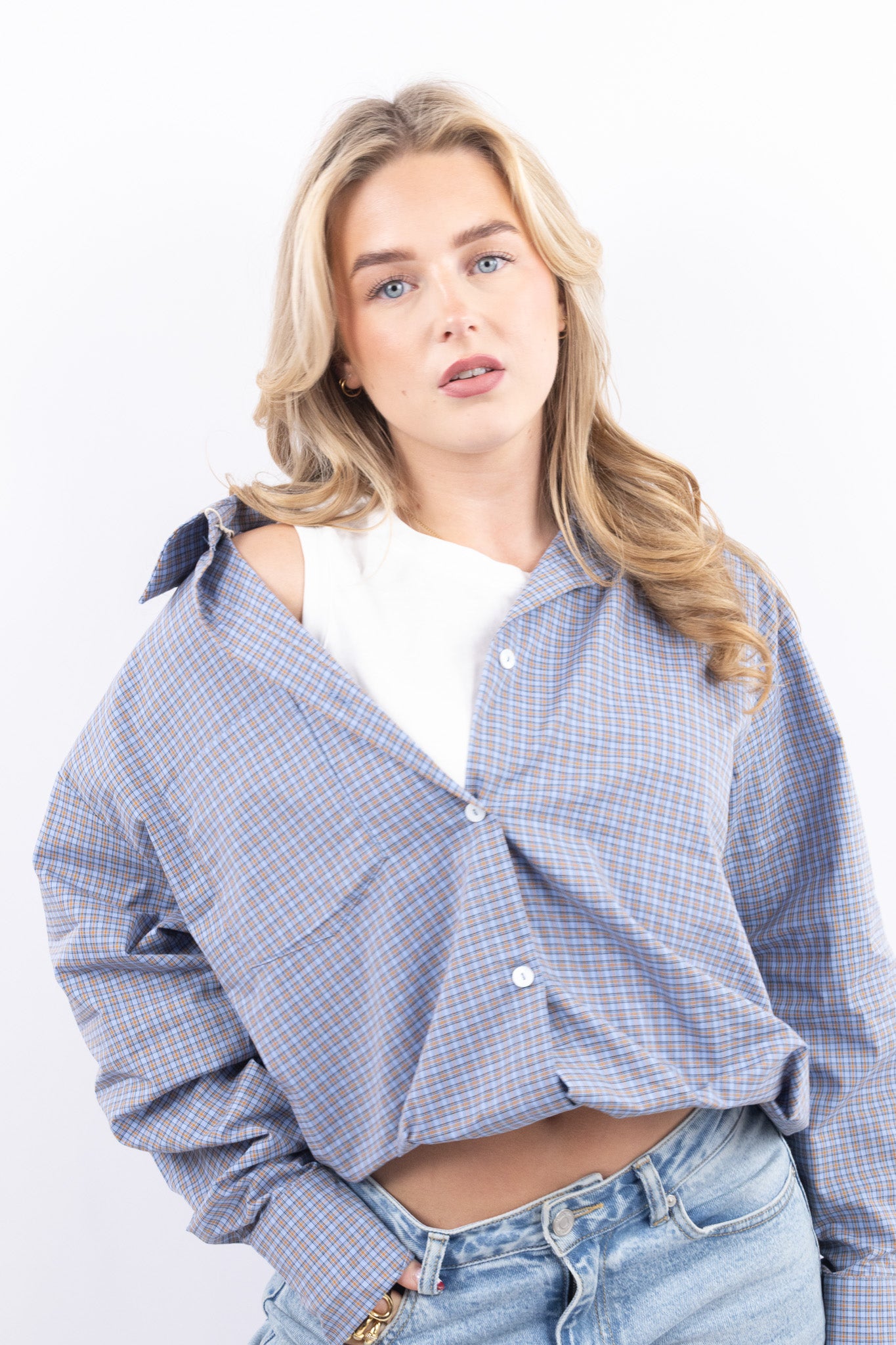 Cropped Checkered Shirt