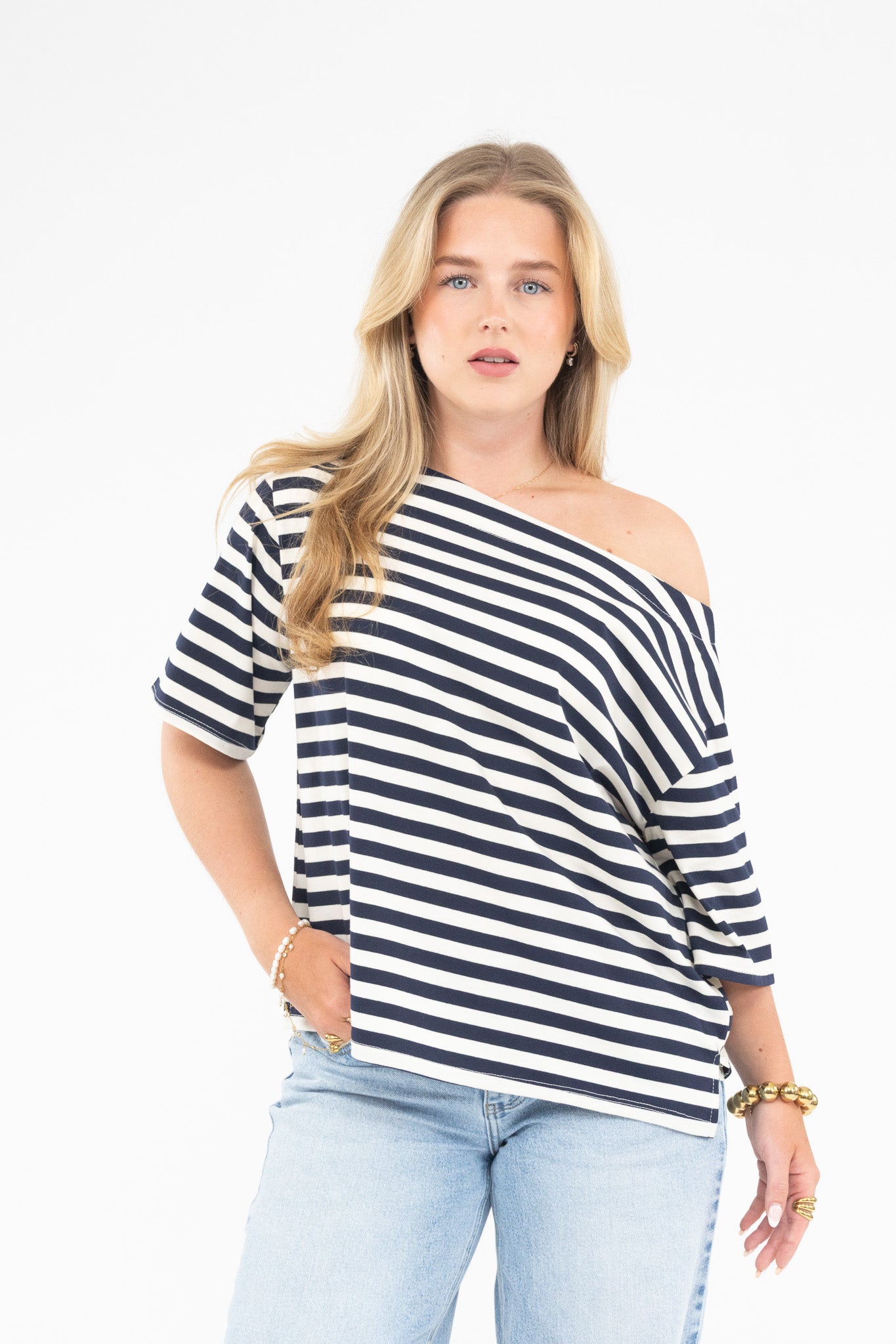 Striped Off Shoulder Tee