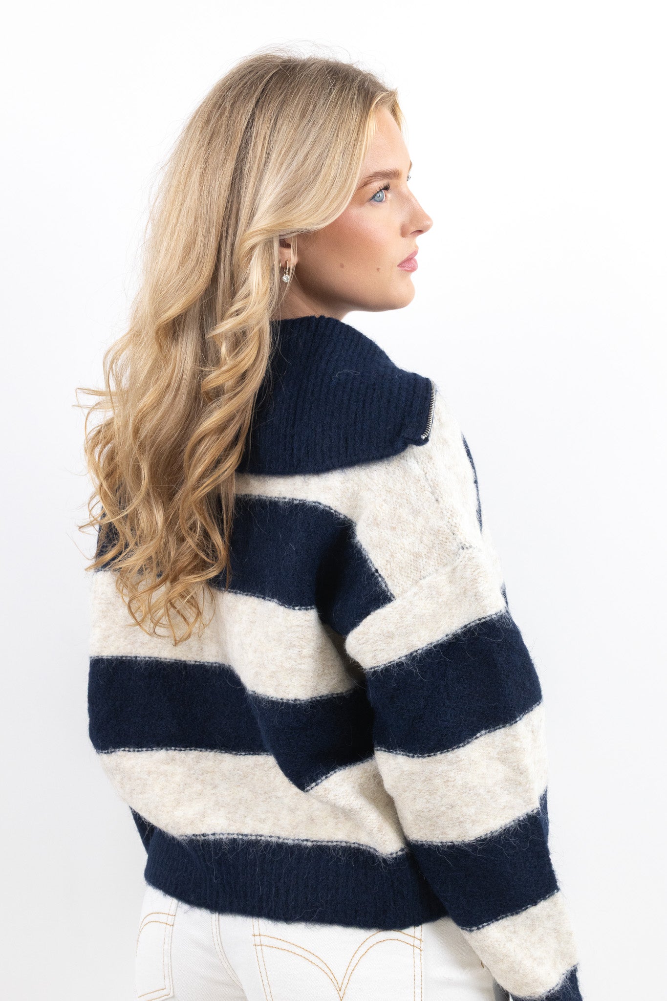 Soft Striped Zip Knit