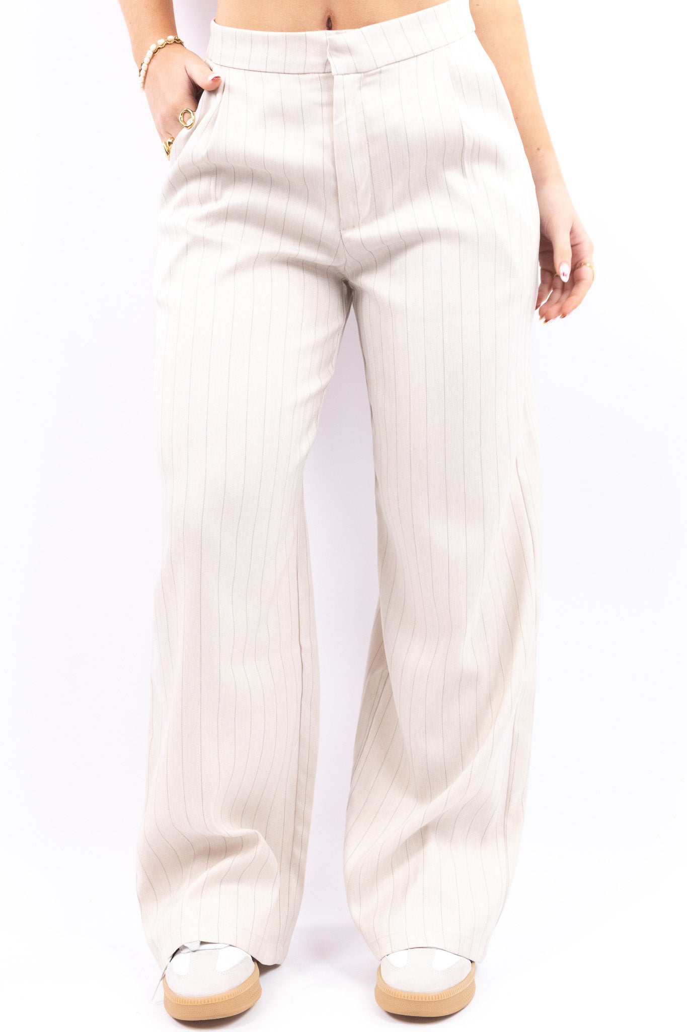Wide Leg Pinstripe Pantalon