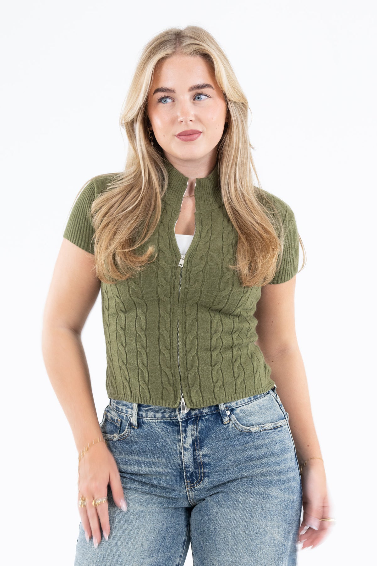 Livia Cable Zip Knit