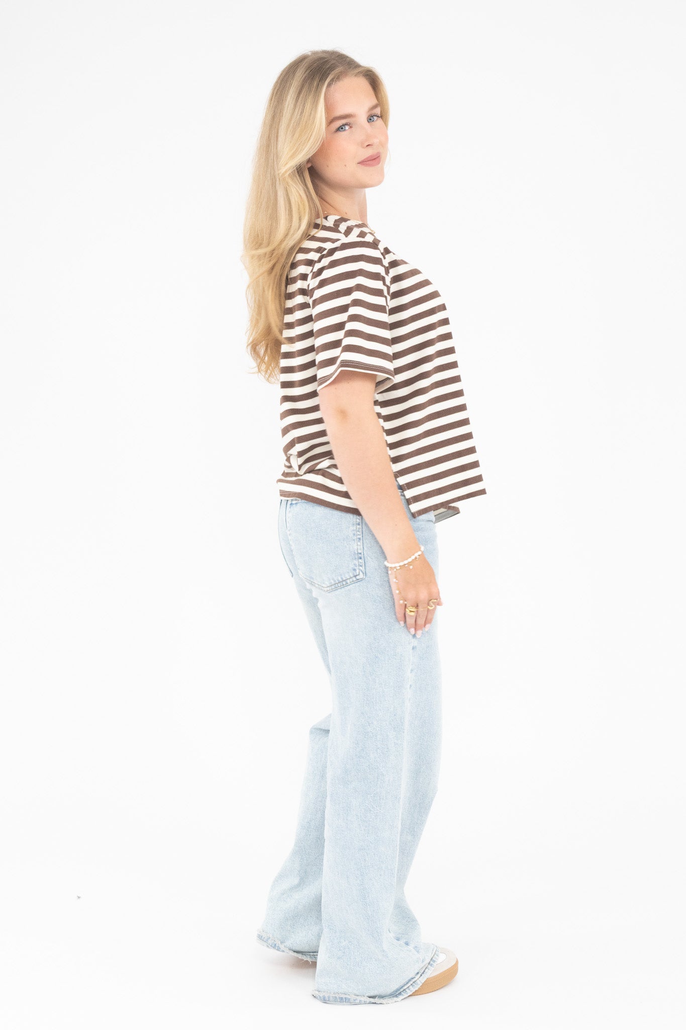 Striped Off Shoulder Tee