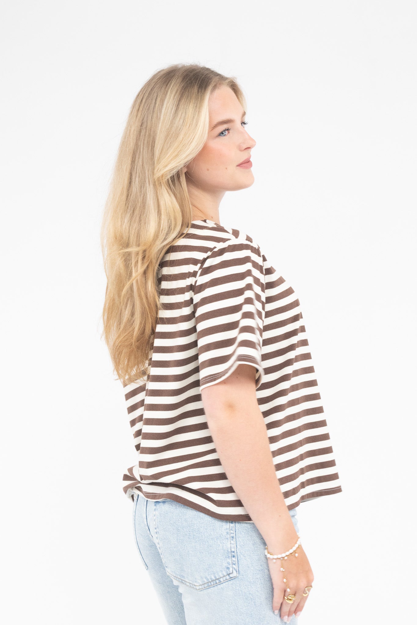 Striped Off Shoulder Tee